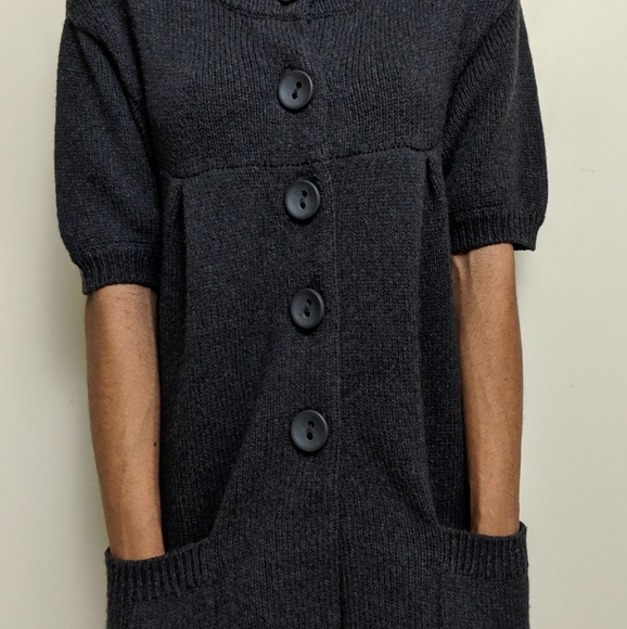 Vince Dark Grey Wool Short Puff Sleeve Duster - Picture 8 of 8